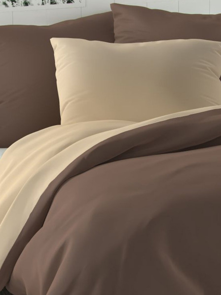 Kvalitex Satenasto francosko posteljno perilo LUXURY COLLECTION 1+2, 220x200, 70x90cm temno rjave / bež