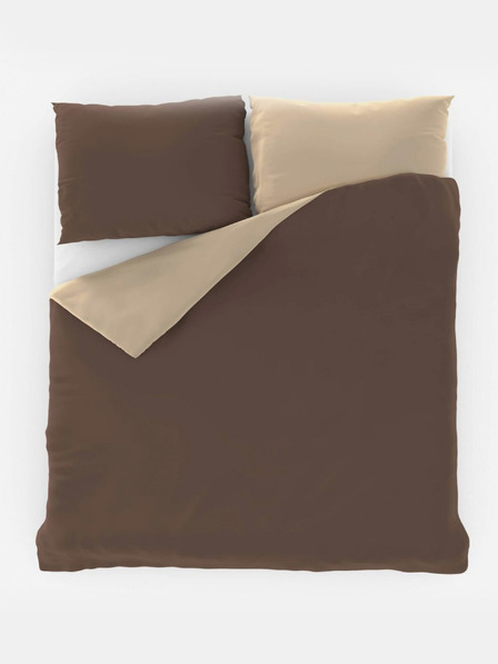 Kvalitex Satenasto francosko posteljno perilo LUXURY COLLECTION 1+2, 220x200, 70x90cm temno rjave / bež