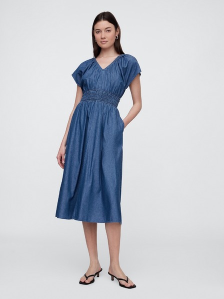 GAP Chambray maxi obleka z žepi Americana GAP