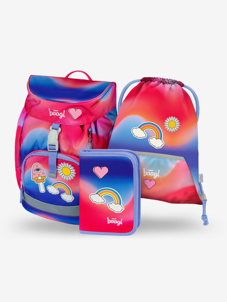 BAAGL  Rdeč 3 SET Airy Hippie: nahrbtnik, svinčnik, torba Baagl