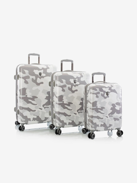 Heys Komplet treh belih kovčkov Heys White Camo S, M, L