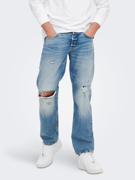 ONLY & SONS Modre kavbojke ohlapnega kroja z raztrganim učinkom ONLY & SONS Edge
