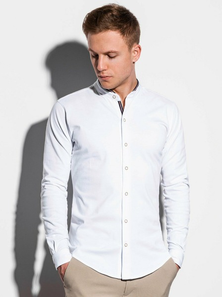 Ombre Clothing Moška srajca z dolgimi rokavi K542 - bela