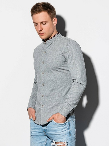 Ombre Clothing Moška srajca z dolgimi rokavi K542 - siva
