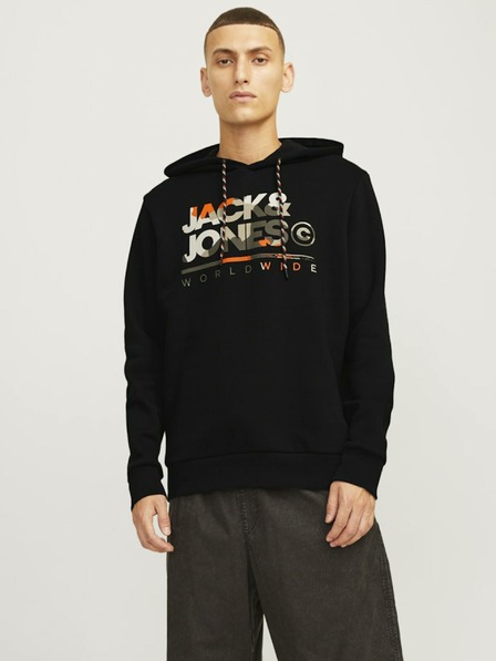 Jack & Jones Črna moška jopa s kapuco Jack & Jones