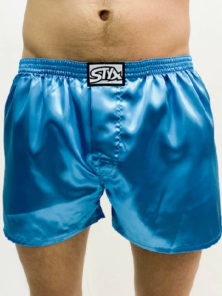Styx Moške hlače Styx Classic z elastičnimi naramnicami Satenasto modre