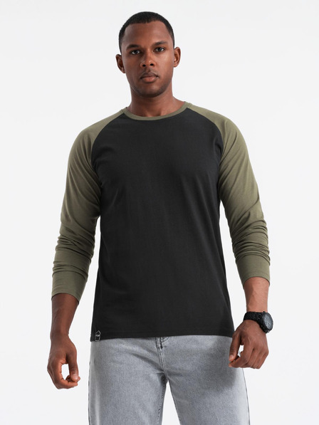 Ombre Clothing Moška potiskana majica z dolgimi rokavi - črna V1 OM-LSPT-0119 Ombre Clothing