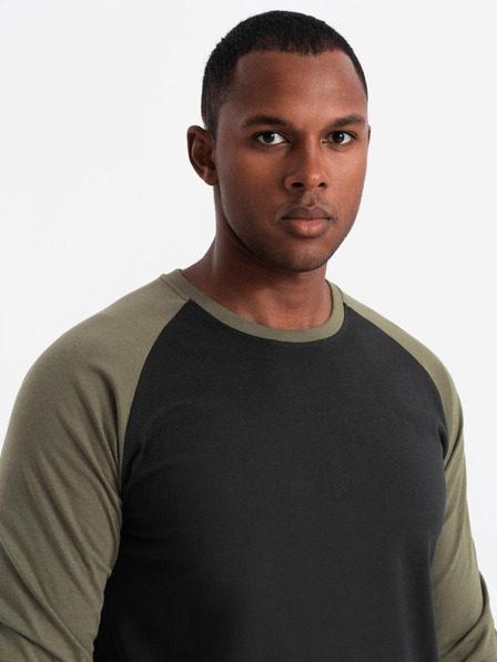 Ombre Clothing Moška potiskana majica z dolgimi rokavi - črna V1 OM-LSPT-0119 Ombre Clothing