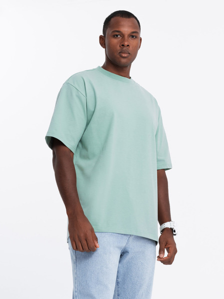 Ombre Clothing Moška majica LOOSE FIT z žepom v barvi mete Ombre Clothing
