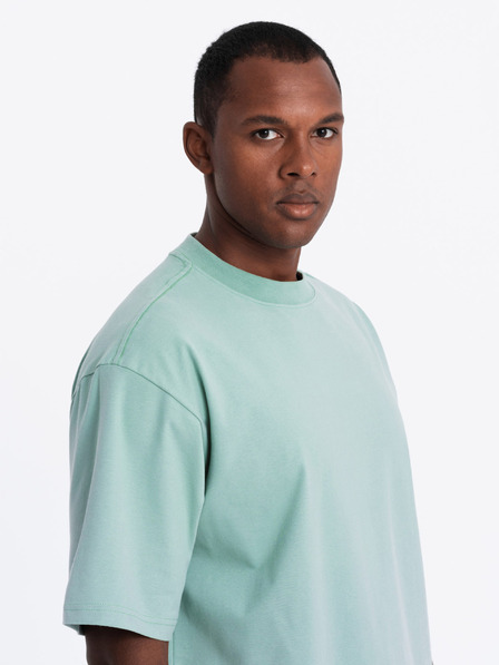Ombre Clothing Moška majica LOOSE FIT z žepom v barvi mete Ombre Clothing