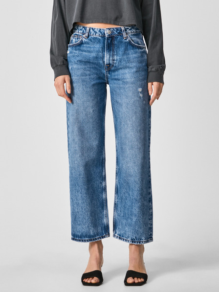 Pepe Jeans Modre ženske krojene kavbojke širokega kroja Pepe Jeans Ani