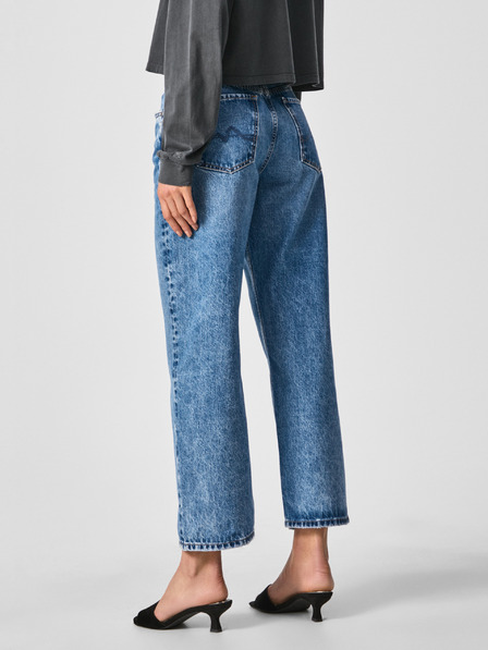 Pepe Jeans Modre ženske krojene kavbojke širokega kroja Pepe Jeans Ani