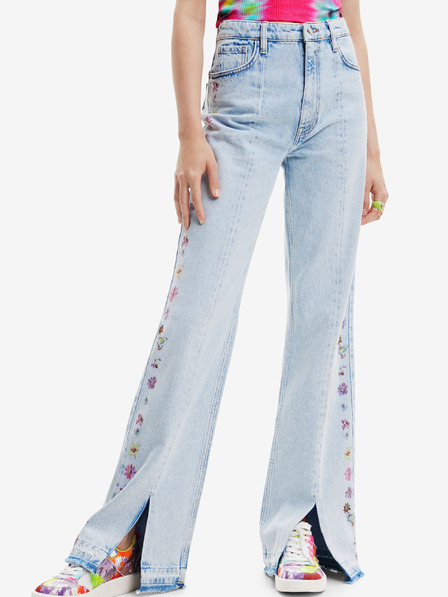 Desigual Svetlomodre Desigualove ženske kavbojke s širokimi nogami Flores