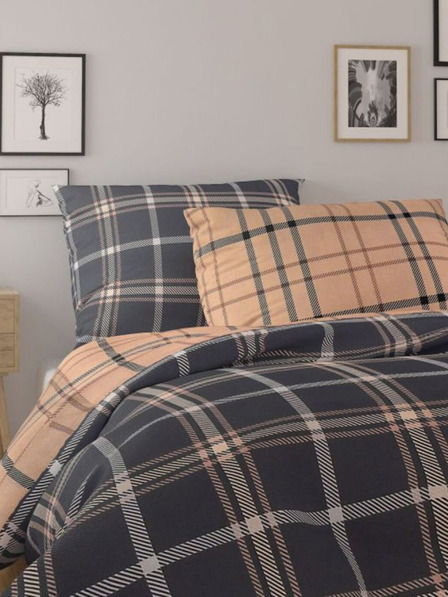 Kvalitex Francoska bombažna posteljnina NORDIC COLLECTION 240x200, 70x90cm KARO temno rjava