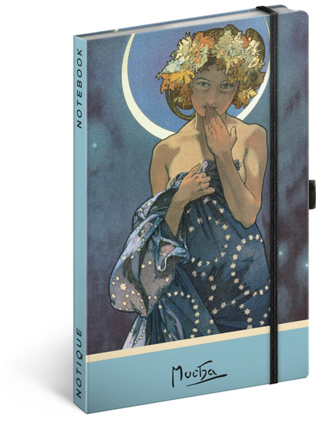 BAAGL  NOTIQUE Notes Alfons Mucha – Luna, pikčasti, 13 x 21 cm