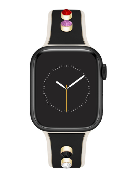 Anne Klein Silikonski črno-kremni pas Anne Klein za Apple Watch 38/40/41