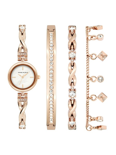 Anne Klein Rožnato zlat ženski komplet ur in nakita Anne Klein