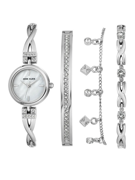 Anne Klein Srebrn ženski komplet ur in nakita Anne Klein