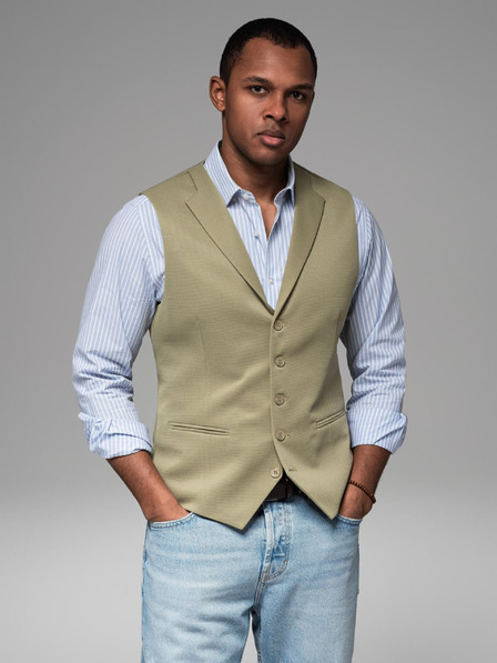 Ombre Clothing Moška strukturirana pletena telovnik po meri z zavihki Ombre Clothing