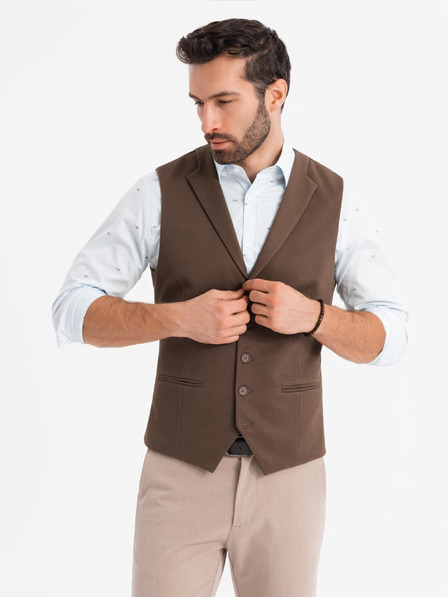 Ombre Clothing Moška strukturirana pletena telovnik po meri z zavihki Ombre Clothing