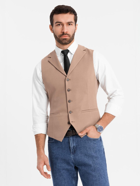 Ombre Clothing Oprijeta elegantna moška telovnik z elastanom in zavihki Ombre Clothing