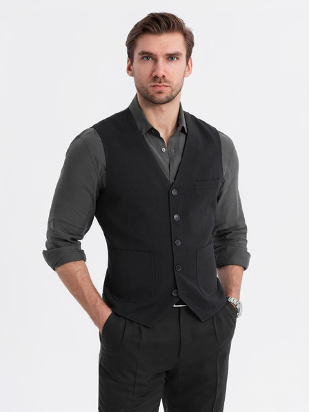 Ombre Clothing Moška strukturirana telovnik po meri z žepi Ombre Clothing