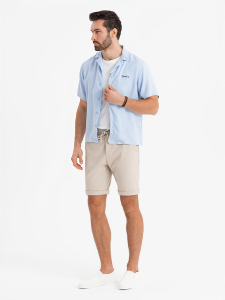 Ombre Clothing Moške pletene kratke hlače z zavihani hlačnicami Ombre Clothing