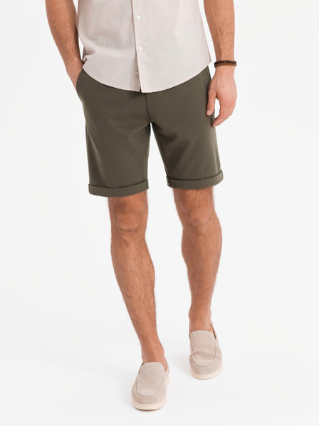 Ombre Clothing Moške pletene kratke hlače z zavihani hlačnicami Ombre Clothing