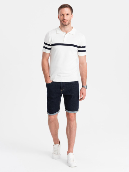 Ombre Clothing Moške jeans kratke hlače z zavihani hlačnicami Ombre Clothing