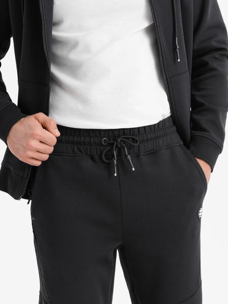 Ombre Clothing Moške trenirka hlače z rebrastimi manžetami in okrasnim zadrgo Ombre Clothing