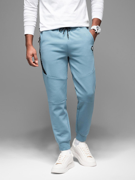 Ombre Clothing Moške trenirka hlače z rebrastimi manžetami in okrasnim zadrgo Ombre Clothing