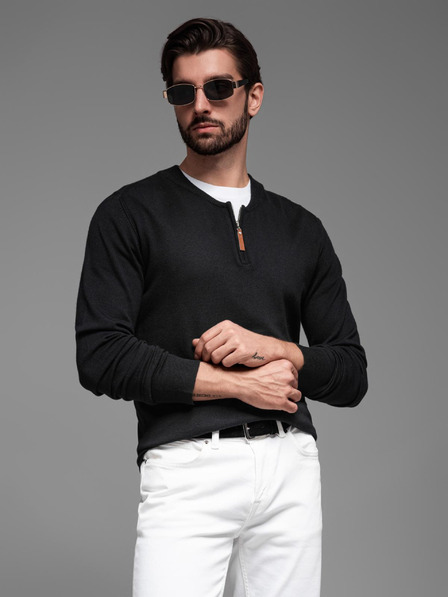 Ombre Clothing Moški pleteni pulover s strukturiranimi pikami Ombre Clothing