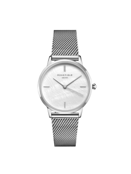 Rosefield Ženske ure Rosefield Pearl Edit Mesh Silver RMSMS-R08