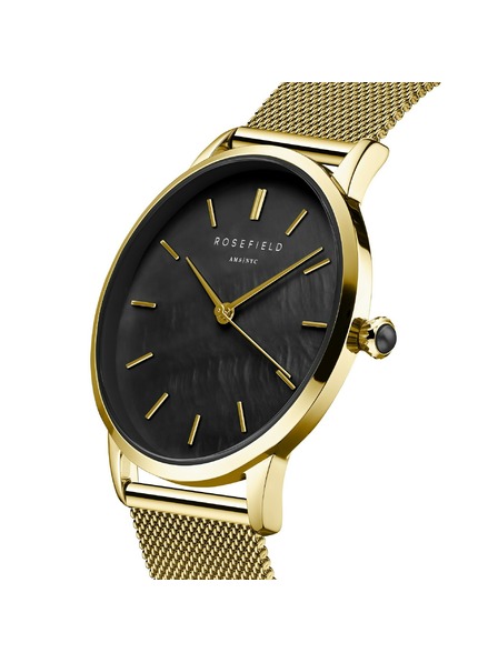 Rosefield Ženske ure Rosefield Pearl Edit Mesh Black Gold RBGMG-R07
