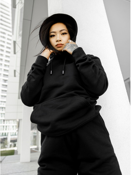 ICOONIC Črna osnovna majica s kapuco unisex ICOONIC