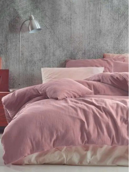 Kvalitex Francoska muslinska posteljnina 240x220, 70x90cm roza Kvalitex