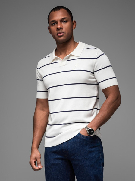 Ombre Clothing Moška polo majica iz viskoze s vodoravnimi črtami Ombre Clothing