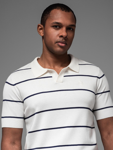 Ombre Clothing Moška polo majica iz viskoze s vodoravnimi črtami Ombre Clothing