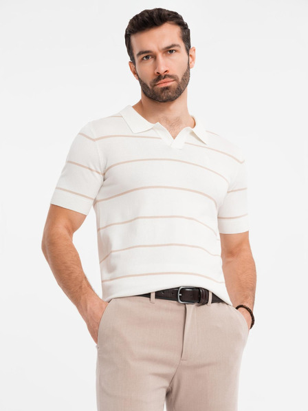 Ombre Clothing Moška polo majica iz viskoze s vodoravnimi črtami Ombre Clothing