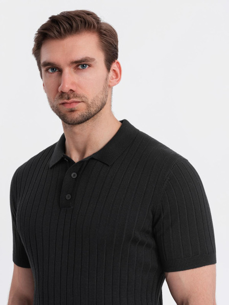 Ombre Clothing Moška polo majica SLIM FIT iz viskoze z navpičnimi črtami Ombre Clothing