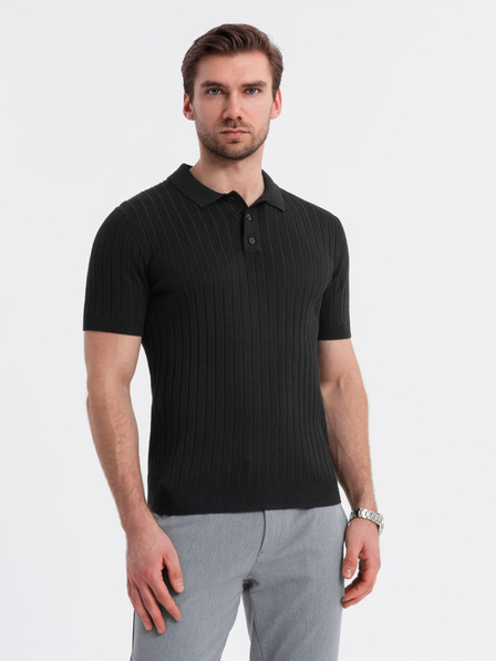 Ombre Clothing Moška polo majica SLIM FIT iz viskoze z navpičnimi črtami Ombre Clothing