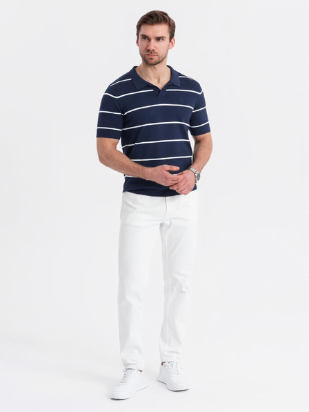 Ombre Clothing Moška polo majica iz viskoze s vodoravnimi črtami Ombre Clothing