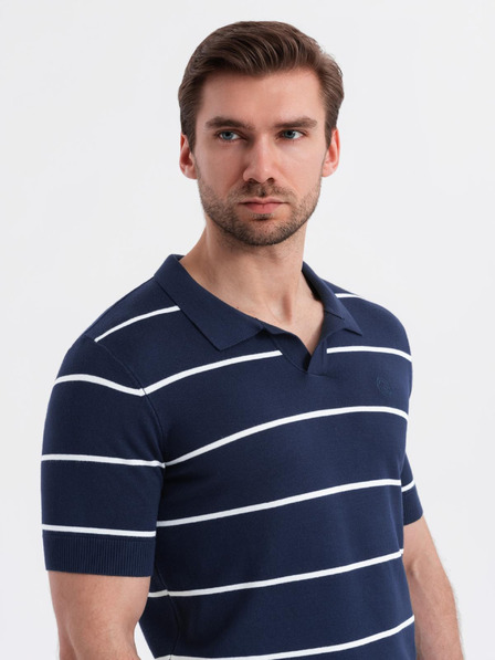 Ombre Clothing Moška polo majica iz viskoze s vodoravnimi črtami Ombre Clothing